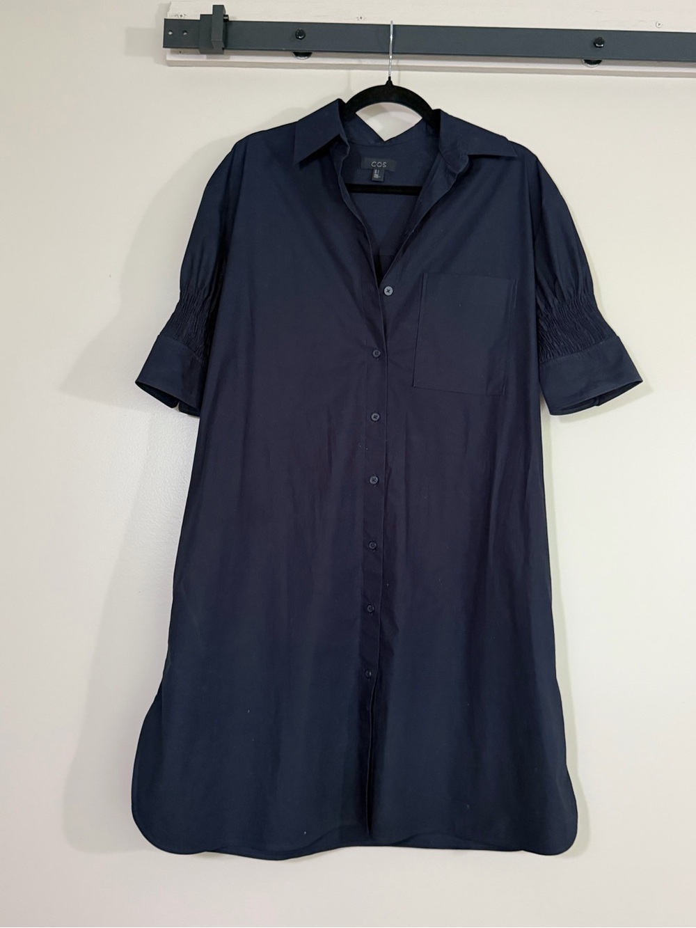 COS Navy Button-Front Short Sleeve Shirt Dress, sz 2